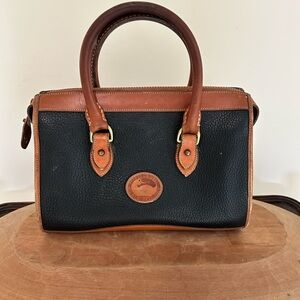 1980’s Dooney & Bourke All-Weather Pebbled Leather Satchel in Black and Brown